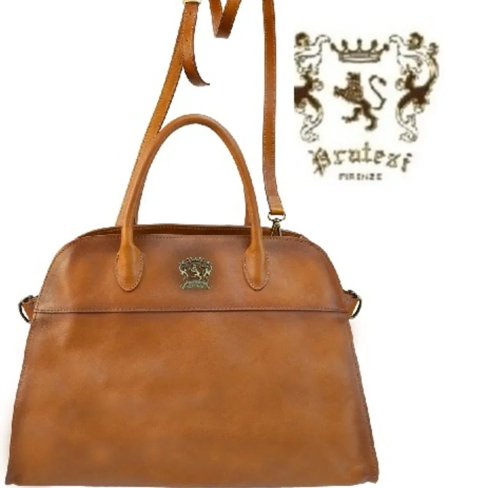 NWT ✅ Pratesi Firenze Italian Leather B548 Large Satchel With Side Buckles_4